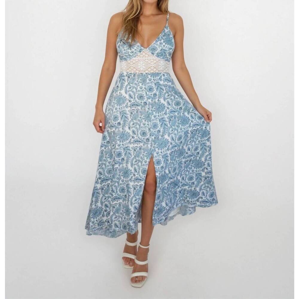 NEW NIBI MTK isabella dress in teal bird